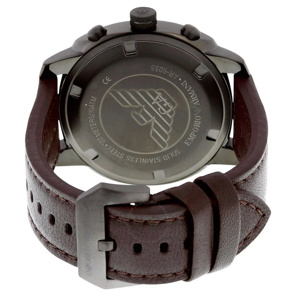 Vintage Emporio Armani Men's Sportivo AR6055 Gunmetal Leather Quartz Watch 46mm - Picture 4 of 7